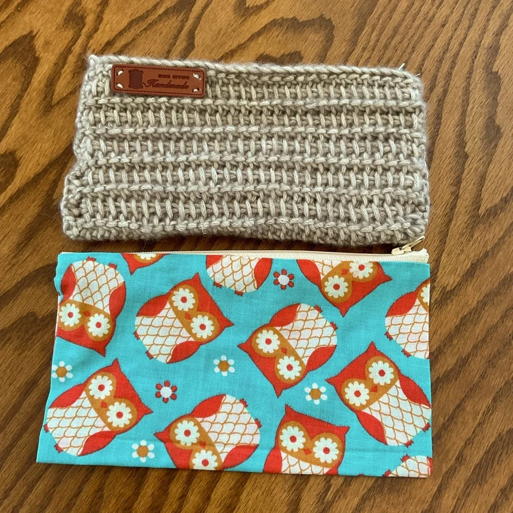 Owl & Knit Top Zipper Pouches (Set of 2)